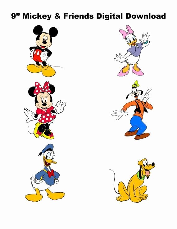 Mickey Mouse Printable Cutouts Fresh 9&quot; Digital Mickey and Friends Centerpieces Large Size