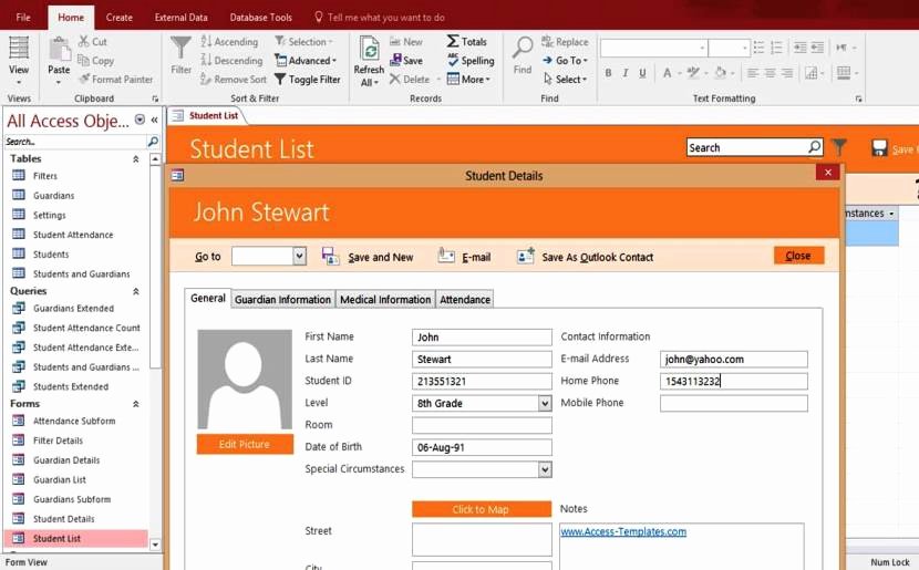 Microsoft Access Templates Fresh Access Student Database Management System Templates for