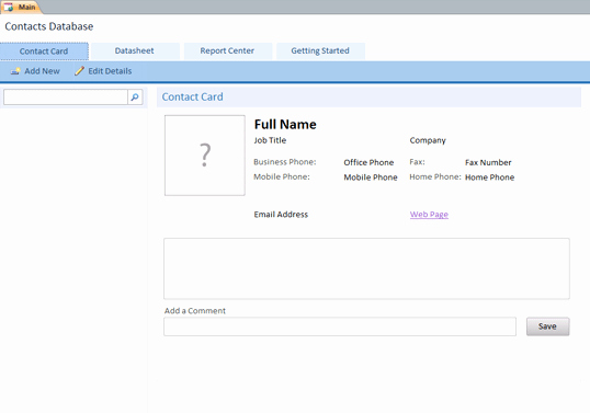 Microsoft Access Templates Fresh Contacts Web Database for Access 2010 Contacts Access