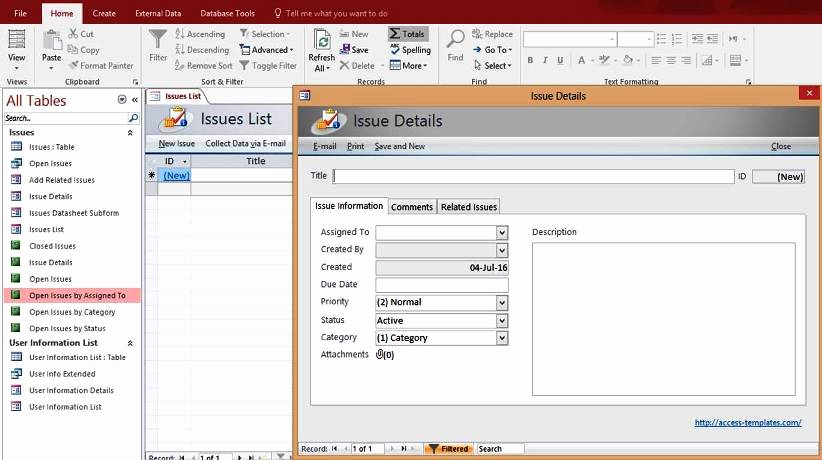 Microsoft Access Templates New Microsoft Access issues List Tracking Templates Database