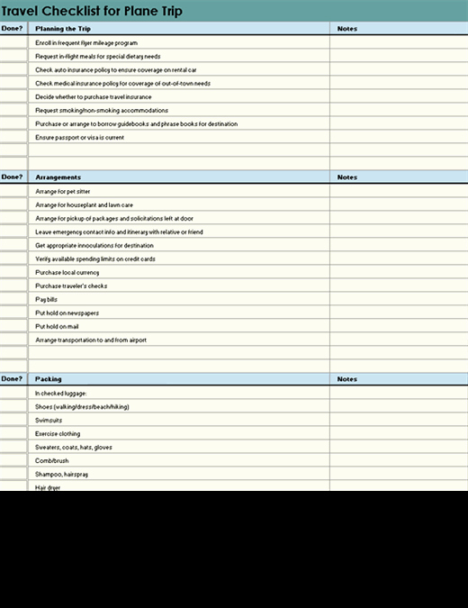 Microsoft Office Check Template Unique Travel Checklist for Plane Trip