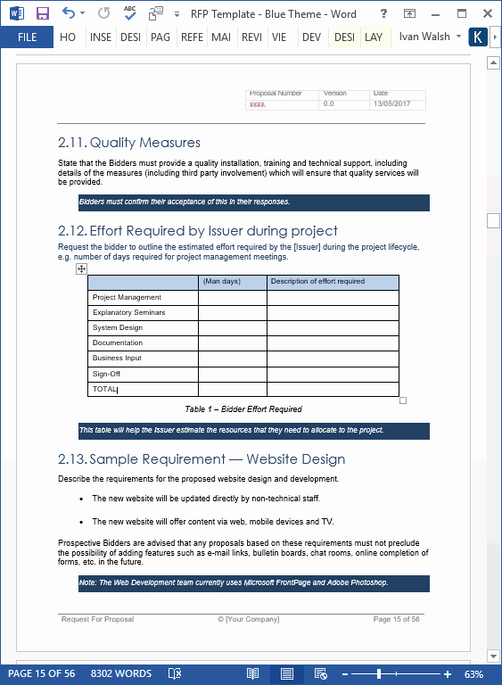 Microsoft Proposal Template Luxury Request for Proposal Rfp Templates In Ms Word and Excel