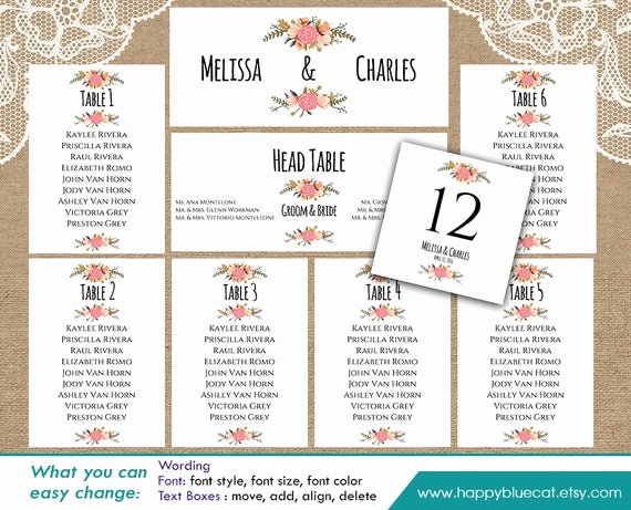 Microsoft Seating Chart Template Beautiful Diy Printable Wedding Seating Chart Template Instant