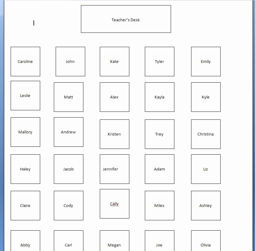 Microsoft Seating Chart Template Lovely assignments Seating Chart