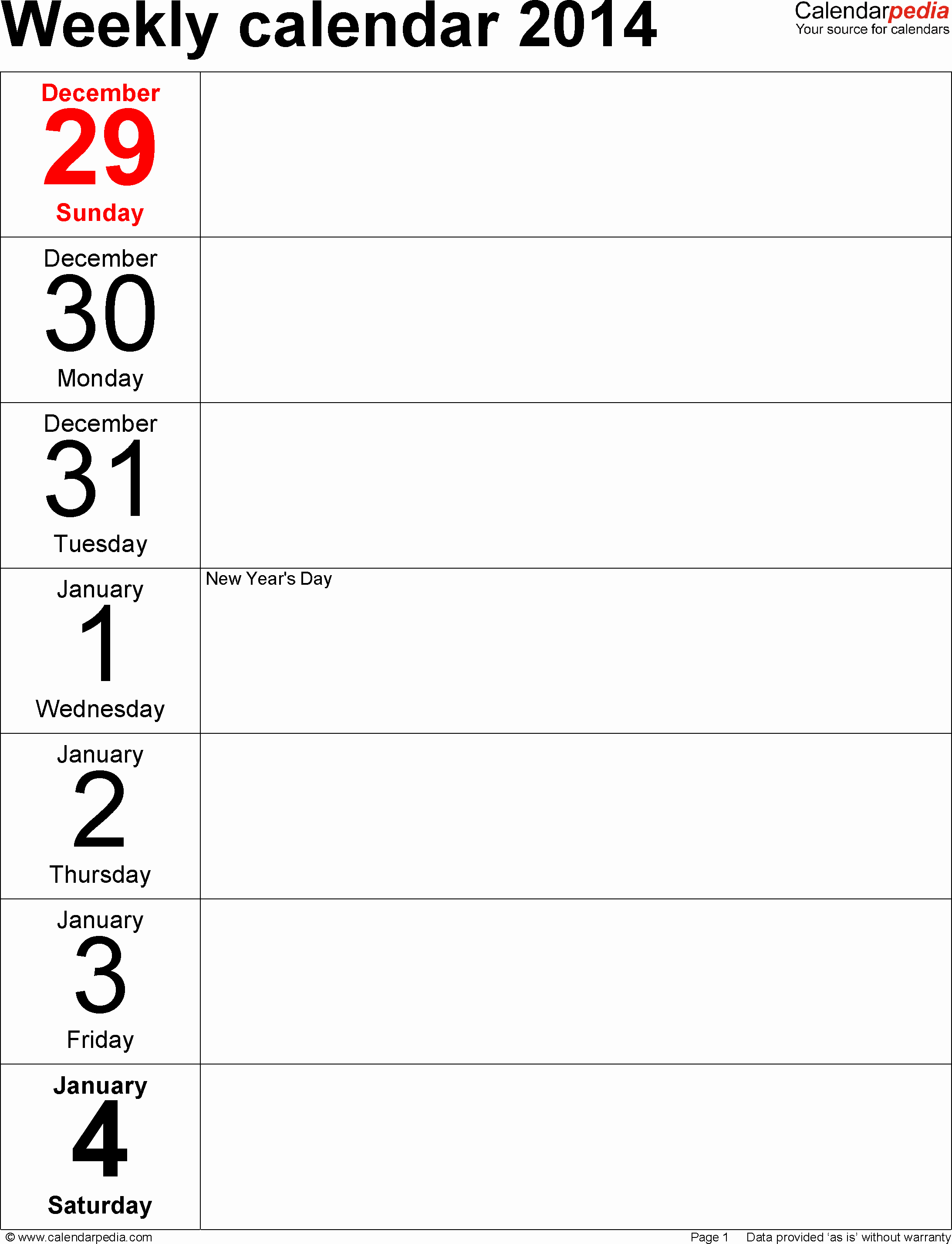 Microsoft Word Weekly Calendar Template Fresh Weekly Calendar 2014 for Word 4 Free Printable Templates