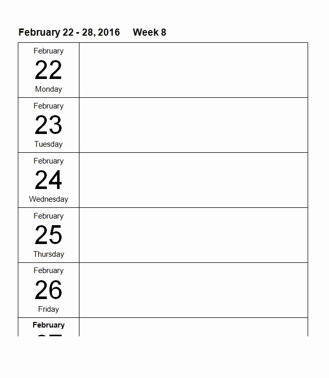 Microsoft Word Weekly Calendar Template Lovely 26 Blank Weekly Calendar Templates [pdf Excel Word]