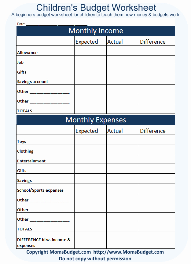 Ministry Budget Template Lovely Free Printable Children S Bud Worksheet From