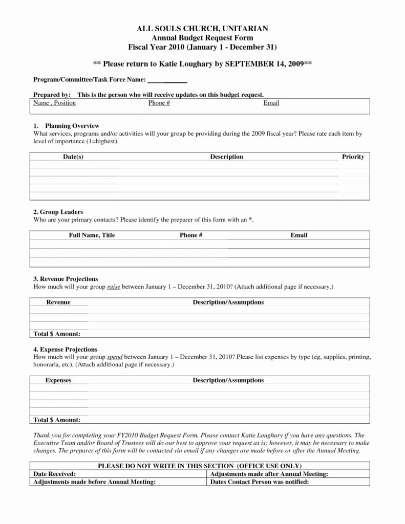 Ministry Budget Template Luxury 29 Of Church forms Template