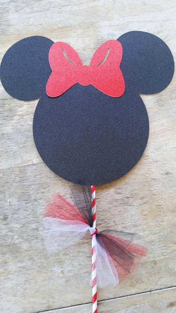 Minnie Mouse Cut Out Head Unique Glitter Minnie Mouse Head and Bow Centerpiece by