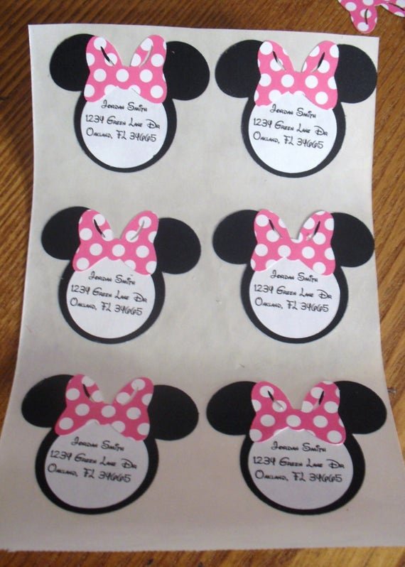 Minnie Mouse Cut Out Template New Minnie Mouse Heads Cut Outs Address Labels Party by