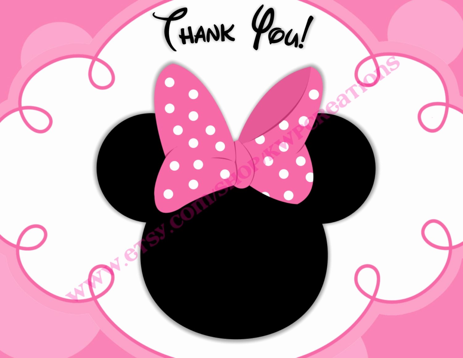 Minnie Mouse Template Head Lovely Minnie Mouse Head Thank You Cards Printable Digital File