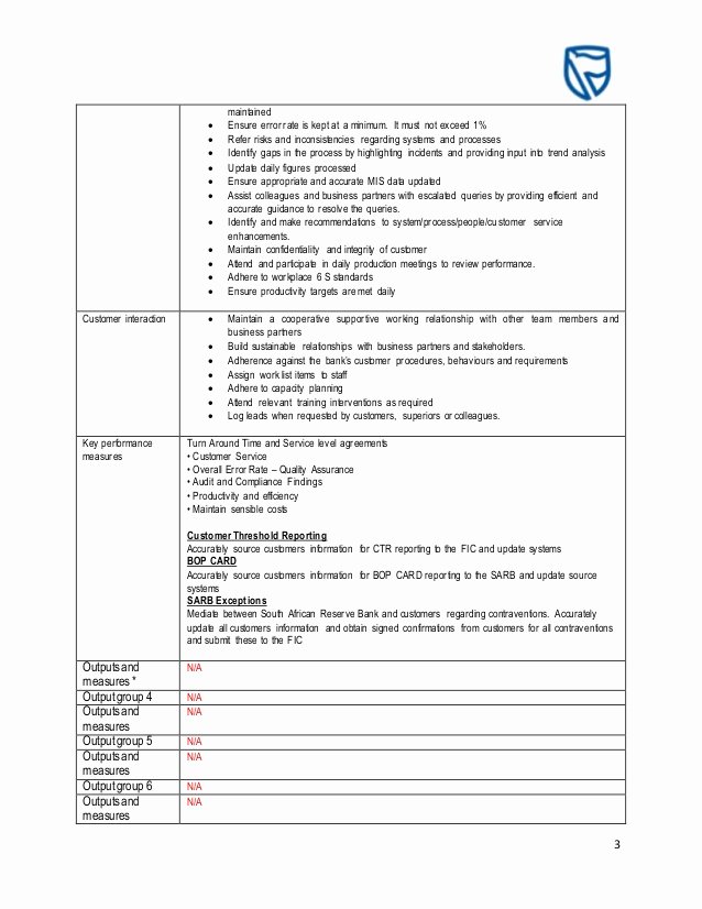 Mis Job Description Elegant Standard Bank Job Description Template Regulatory Reporting