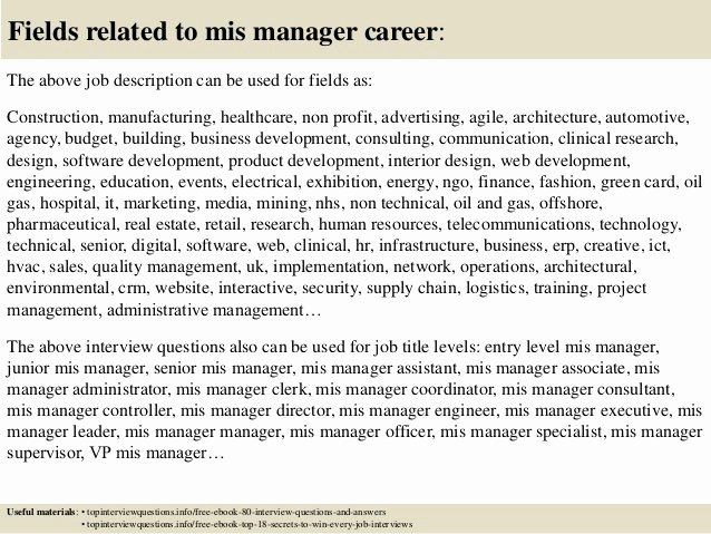 Mis Job Description Elegant top 10 Mis Manager Interview Questions and Answers