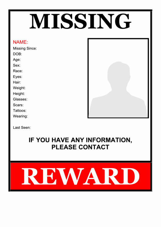 Missing Person Flyer Template Beautiful Missing Person Flyer Template Printable Pdf