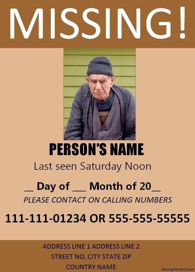 Missing Person Flyer Template Elegant 11 Missing Person Poster Templates