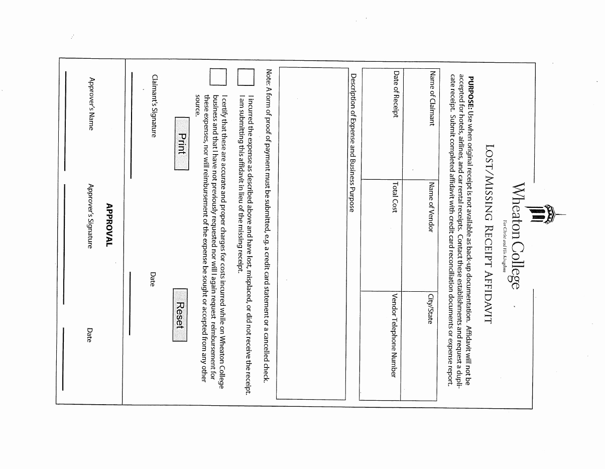 Missing Receipt form Template Best Of Lost Receipt form