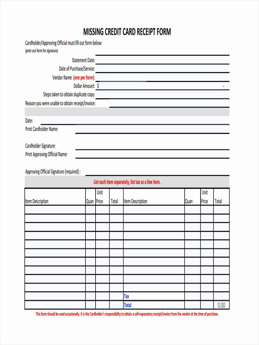 Missing Receipt form Template Fresh 4 Lost Receipt forms Free Samples Examples format Download