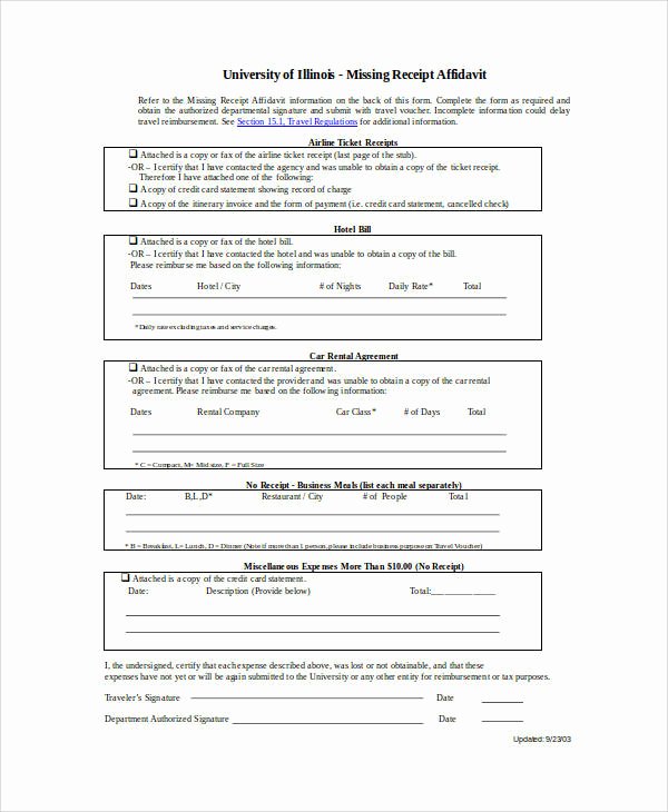 Missing Receipt form Template Inspirational 16 Sample Receipt forms In Doc