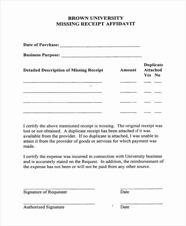 Missing Receipt form Template Inspirational Sample Missing Receipt form 10 Free Documents In Word