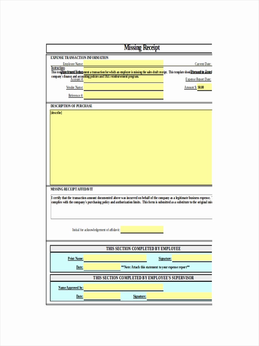 Missing Receipt form Template Lovely 19 Receipt Examples &amp; Sample In Excel
