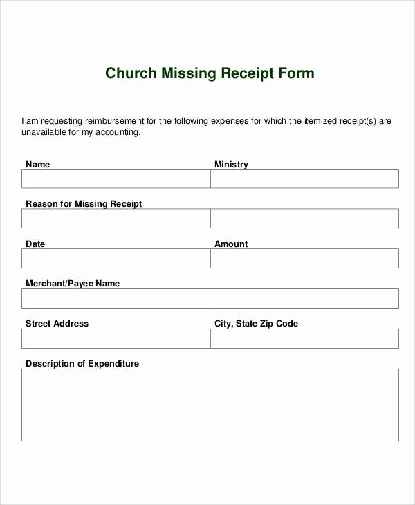 Missing Receipt form Template Luxury Receipt forms In Pdf