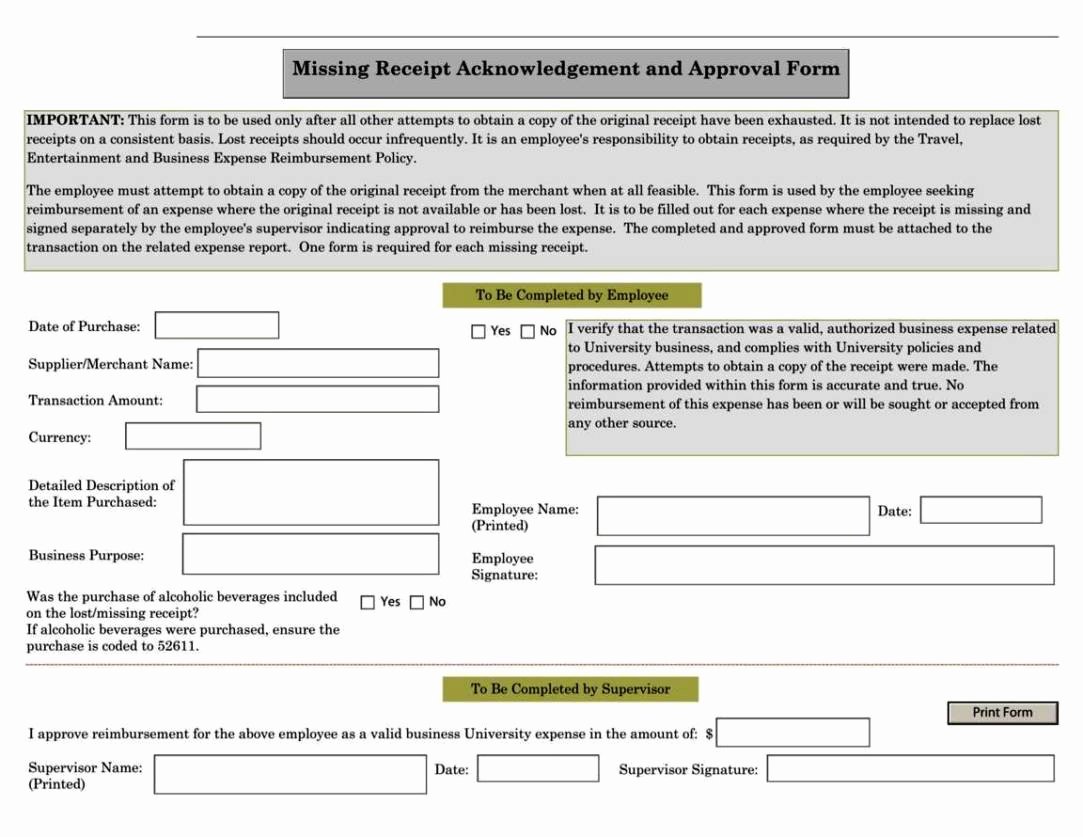 Missing Receipt form Template New Missing Receipt form Template Sampletemplatess