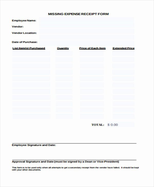 Missing Receipt form Template Unique 40 Sample Receipt forms