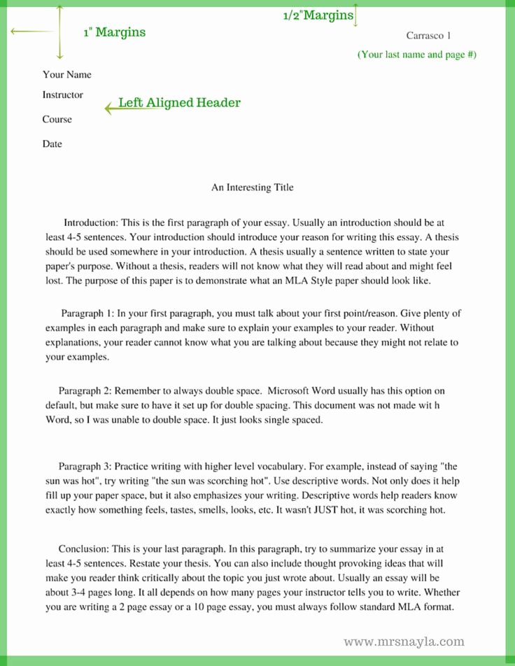 Mla 5 Paragraph Essay format Fresh Mla Style Sample Essay format