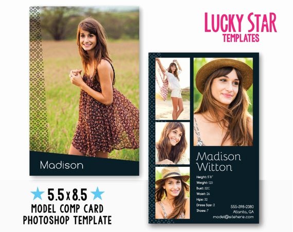 Model Comp Card Template Unique Customizable Digital Model P Card Zed by Luckystartemplates