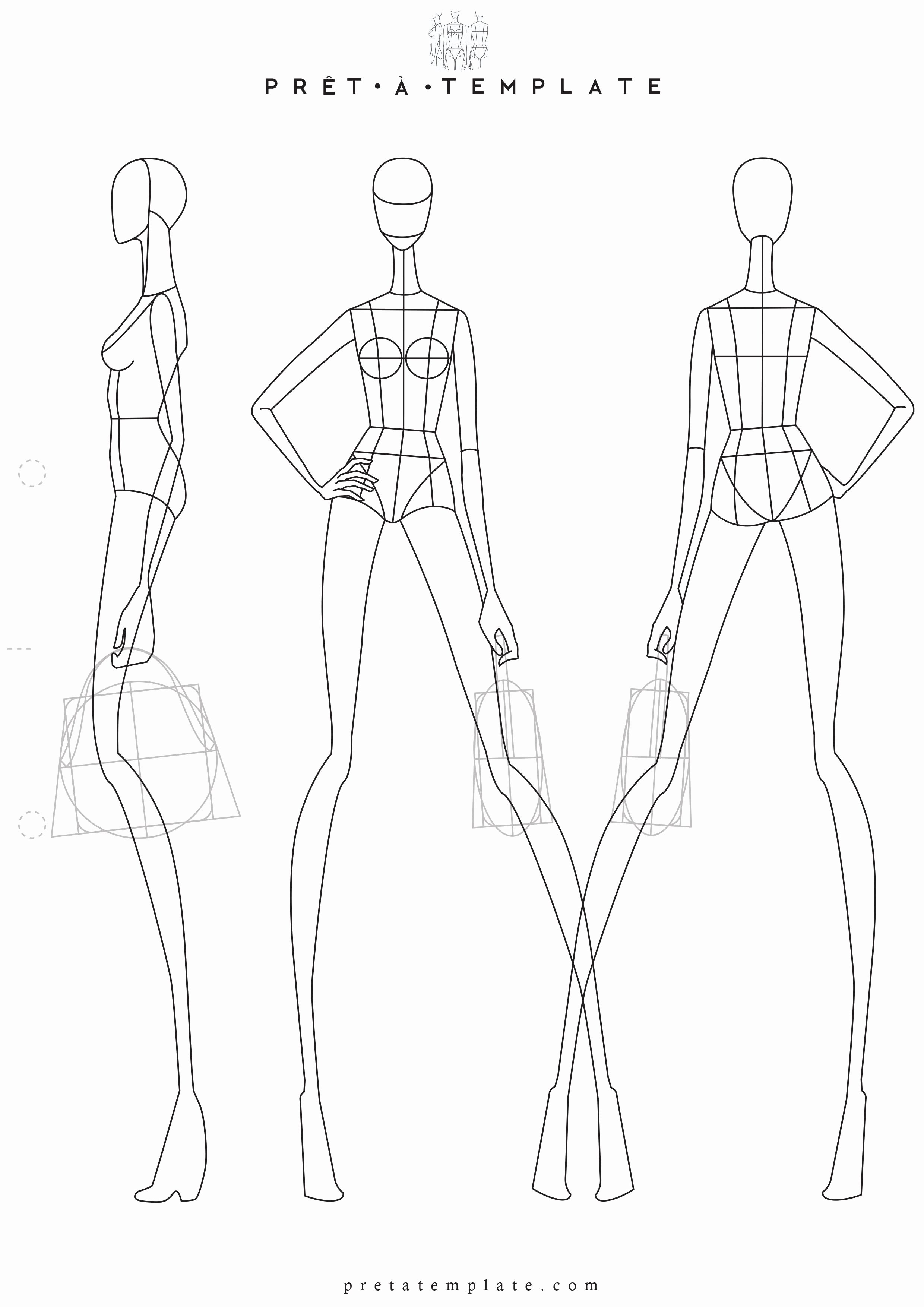 Model Sketch Template Elegant Woman Body Figure Fashion Template D I Y Your Own Fashion