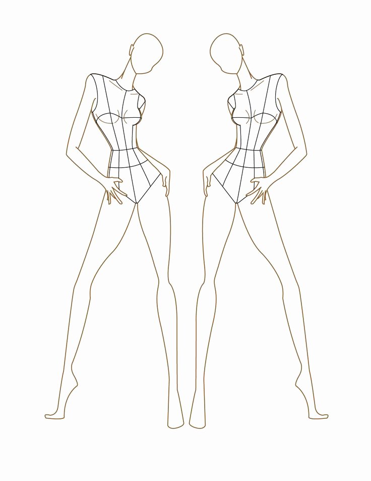 Model Sketches Template Beautiful Drawn Fashion Model Figure Pencil and In Color Drawn