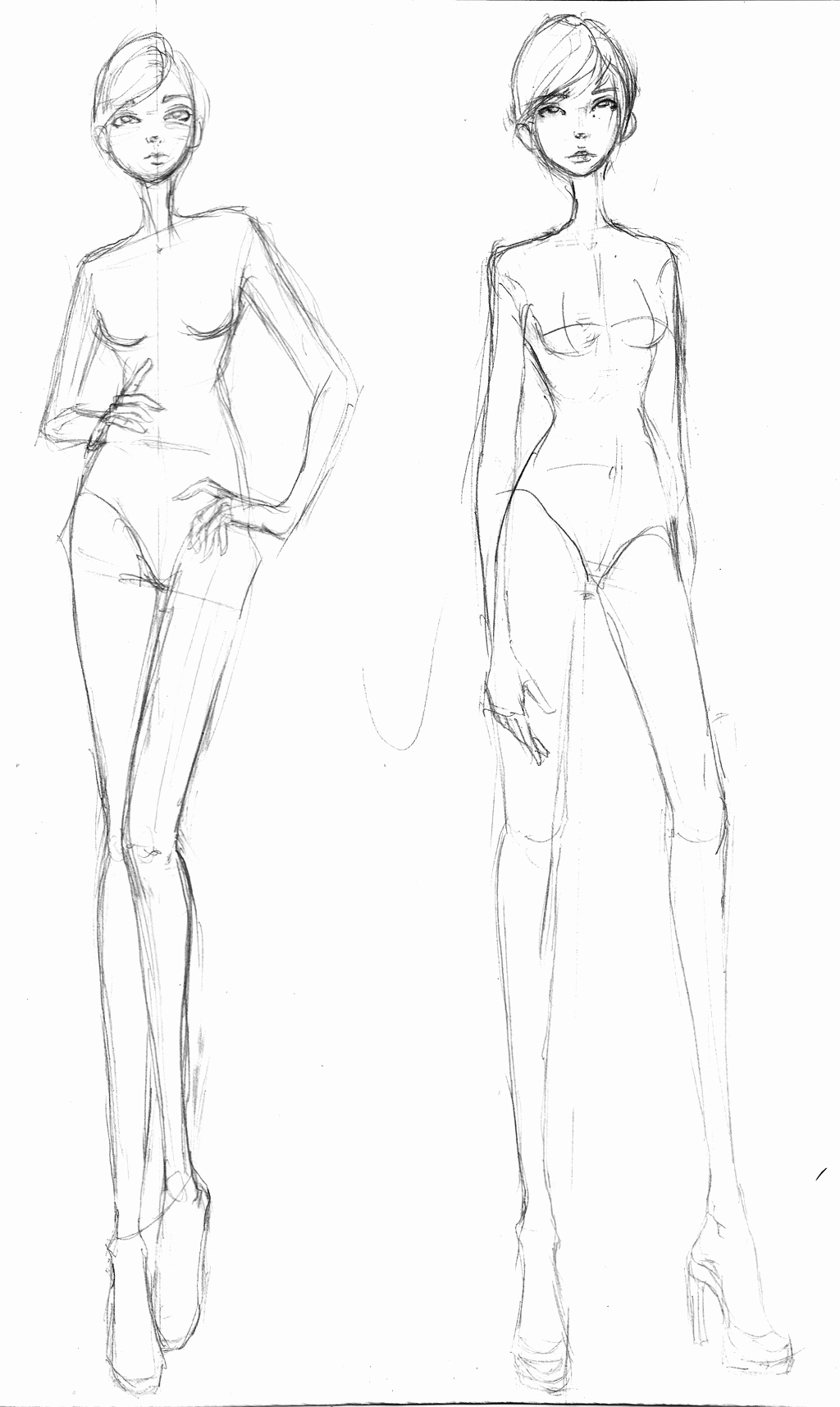 Model Sketches Template Elegant Rough Sketches Fashion Croquis Sketch Ideas