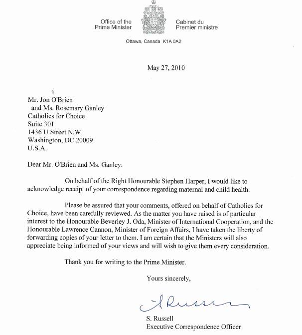 Modification Of Child Support Letter Samples Lovely Signed Letter to Prime Minister Harper