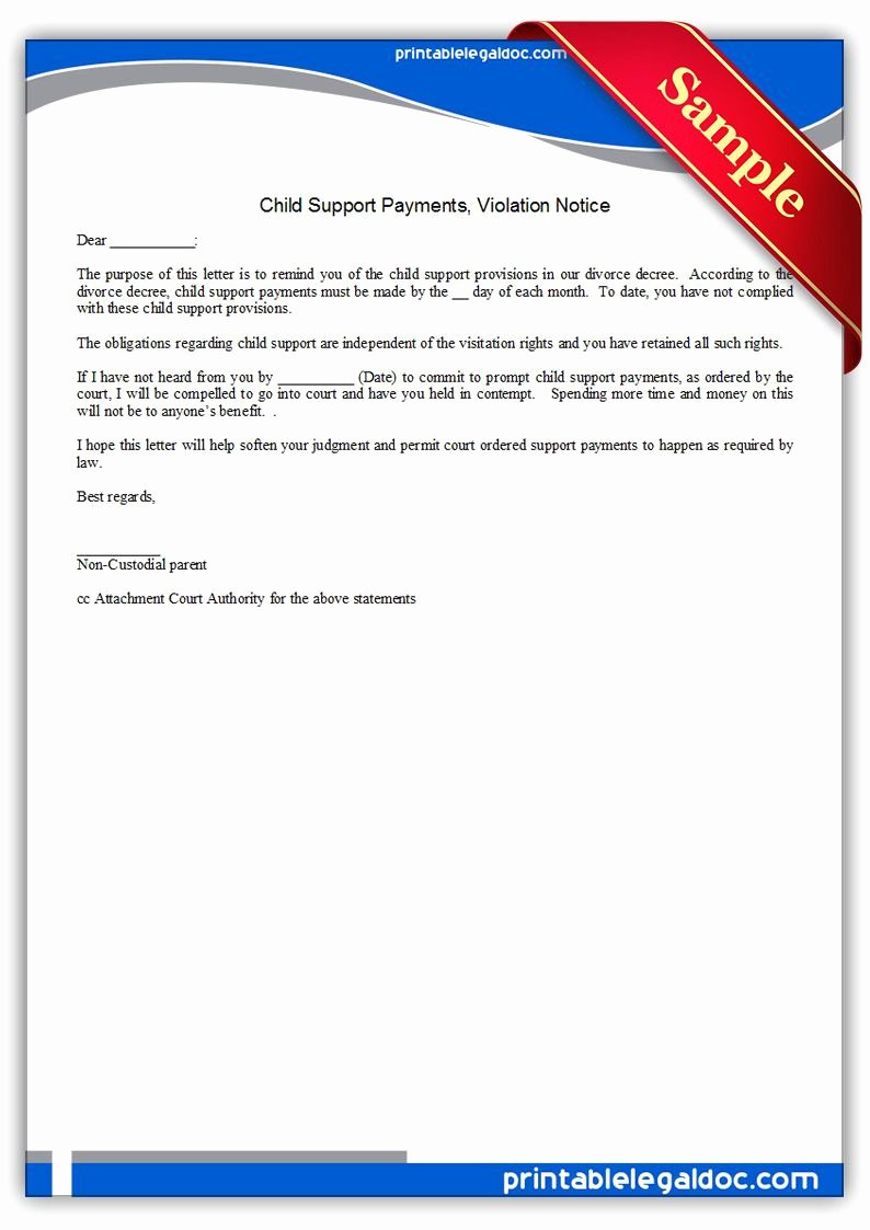 Modification Of Child Support Letter Samples Unique Free Printable Child Support Payments Viiolation Notice