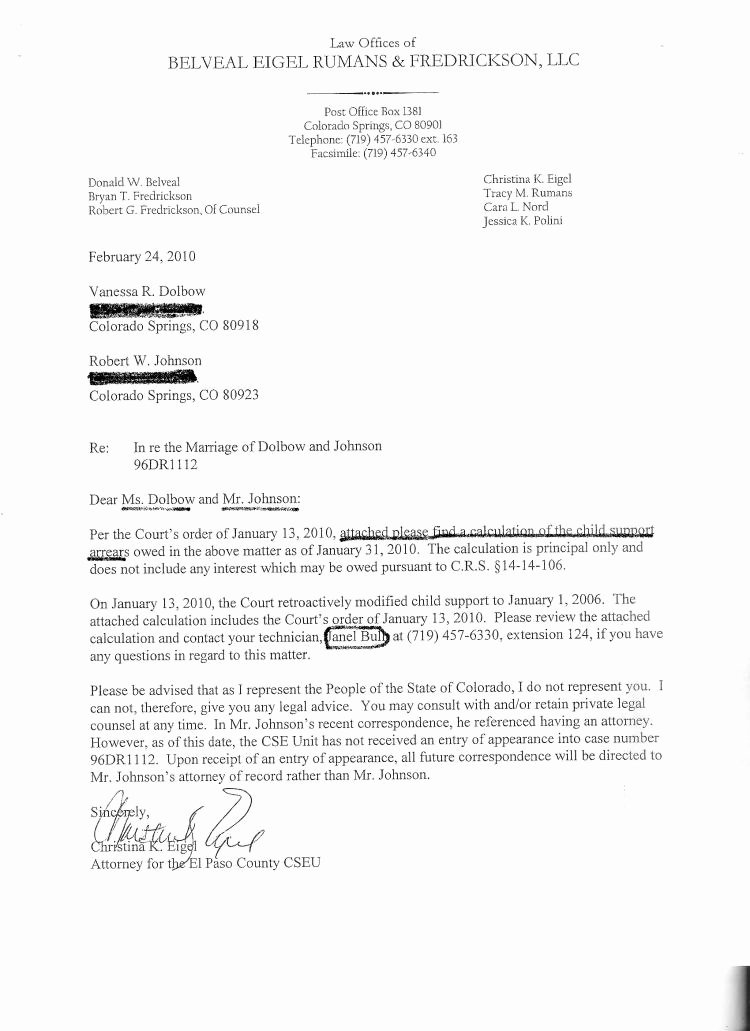 Modification Of Child Support Letter Samples Unique Ii El Paso County District Court Case 96 Dr 1112