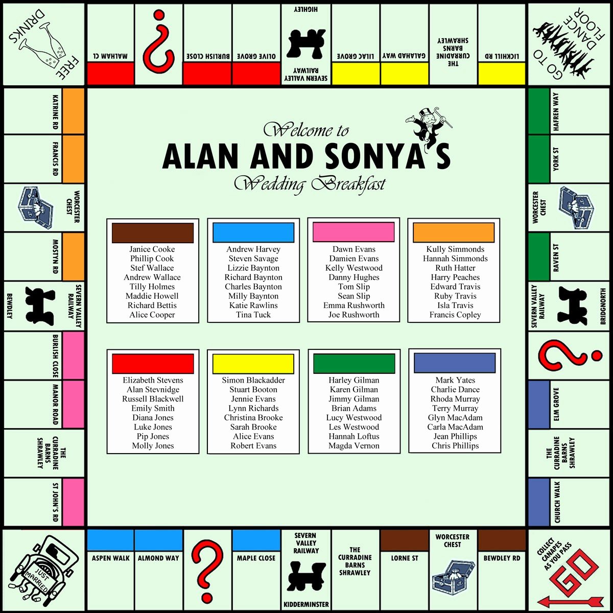 Monopoly Board Template Lovely Monopoly Wedding Table Plan