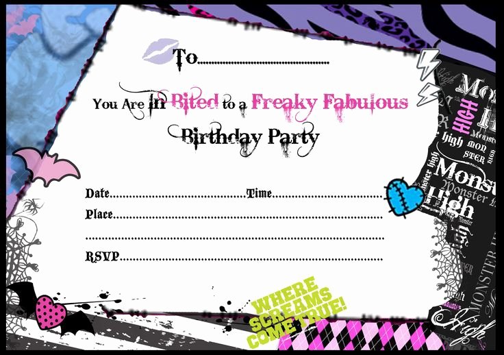 Monster High Invitations Templates Awesome Free Printable Monster High Birthday Invitations Layout