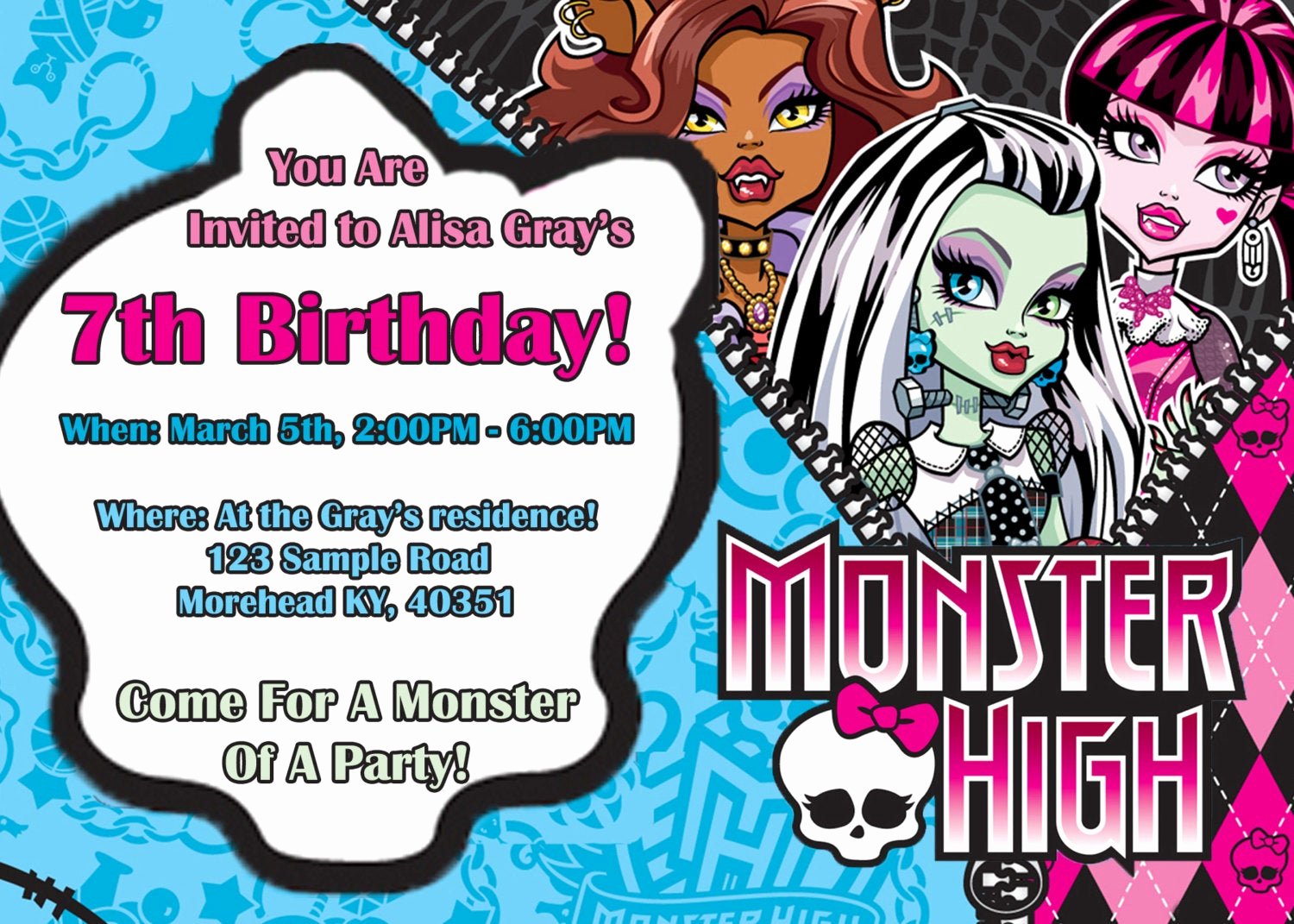 Monster High Invitations Templates Beautiful Unavailable Listing On Etsy