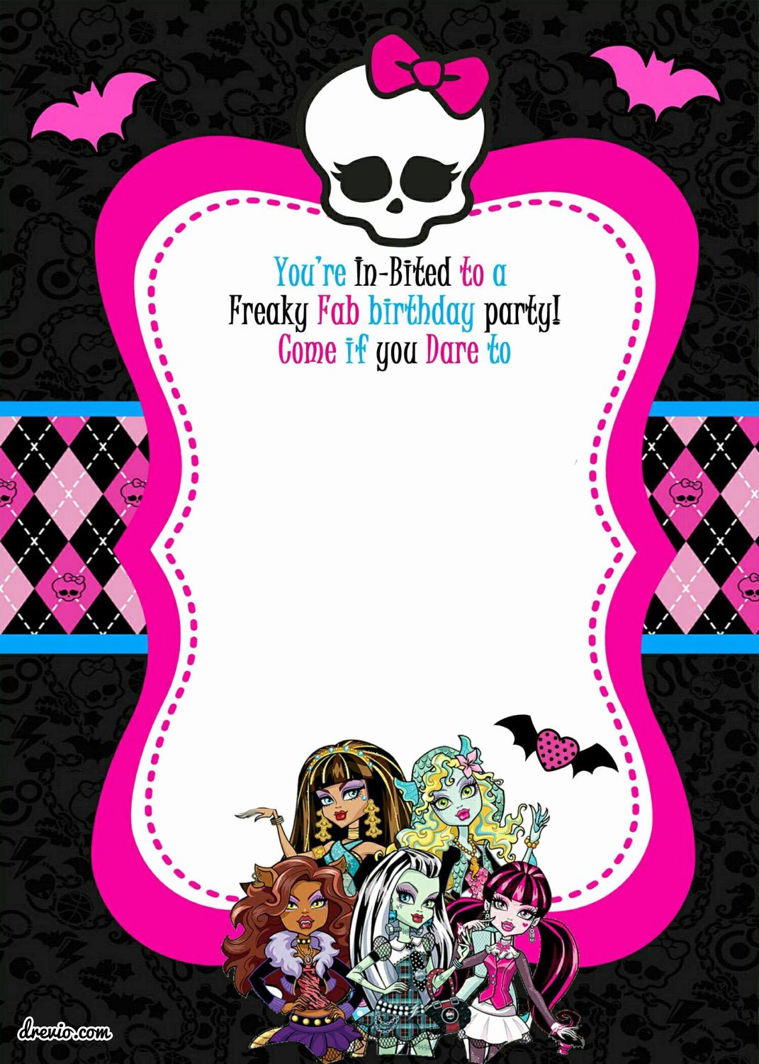 Monster High Invitations Templates Inspirational Monster High Printable Birthday Invitations