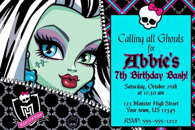 Monster High Invitations Templates Lovely Monster High Birthday Party Invitations