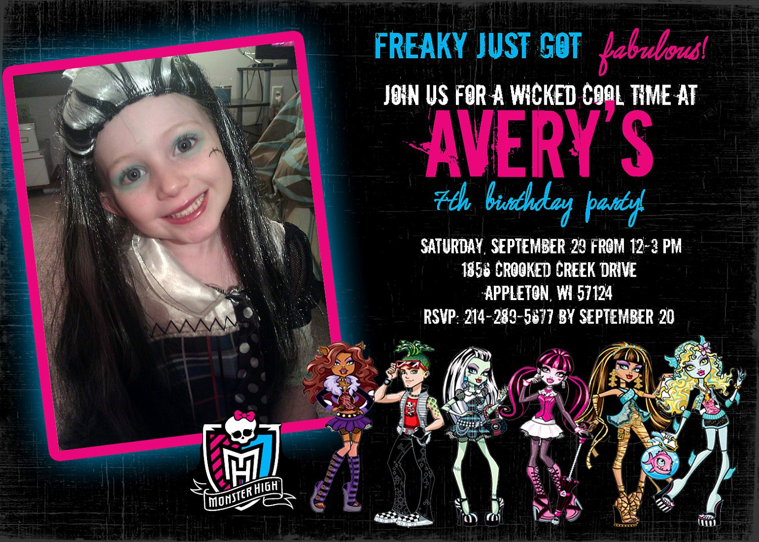 Monster High Invitations Templates Unique Monster High Birthday Invitation Print Your Own