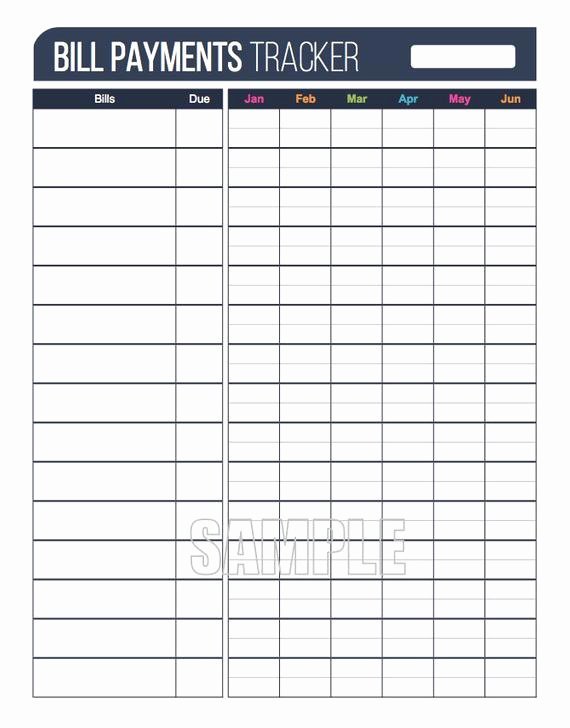 Monthly Bill Tracker Excel Awesome Bill Payments Tracker Plus Printable Editable Personal