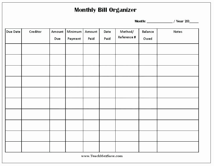 Monthly Bill Tracker Excel Fresh Bill Payment organizer – Hairfiberproductsub