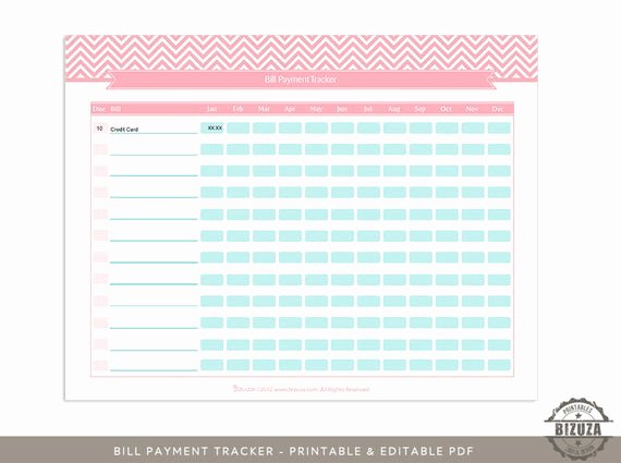 Monthly Bill Tracker Excel Lovely Bill Payment Tracker Checklist Printable and Editable by