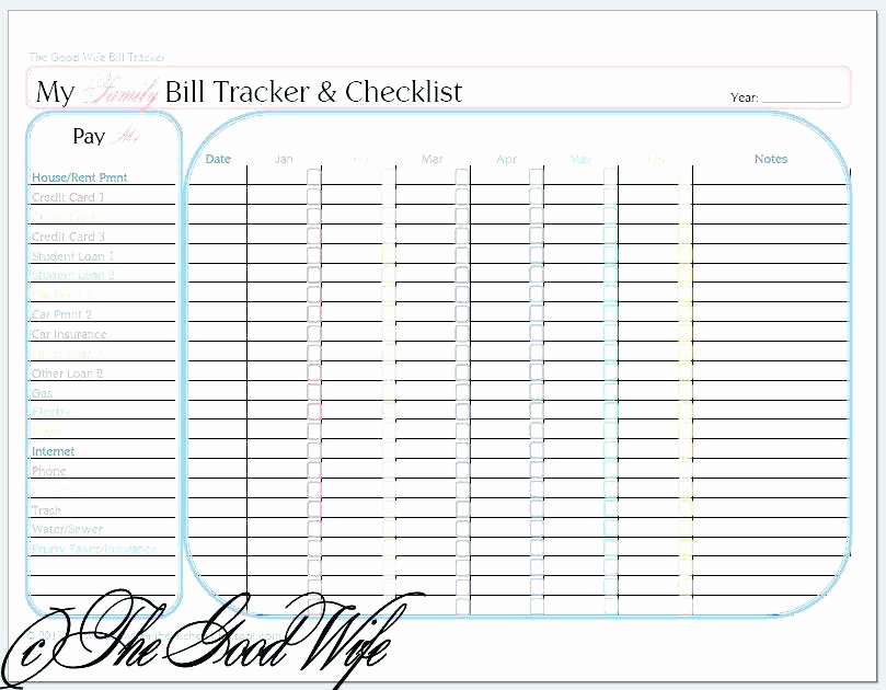 Monthly Bill Tracker Excel Lovely Monthly Bill organizer – Friendlyga