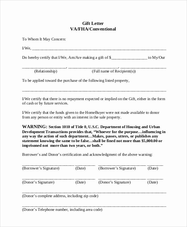 Mortgage Gift Letter Template Best Of 13 Sample Gift Letters Pdf Word