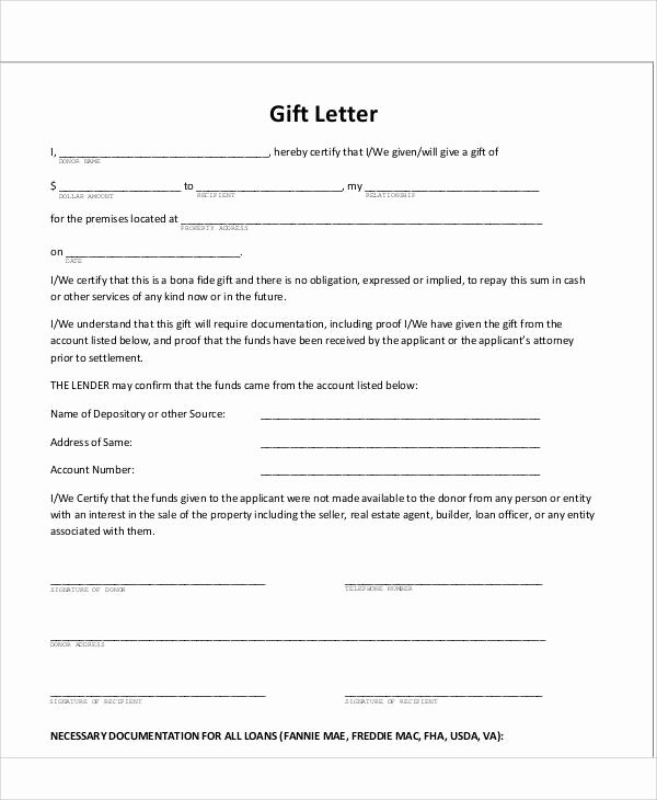 Mortgage Gift Letter Template Best Of Fnma Gift Letter Letter Of Re Mendation