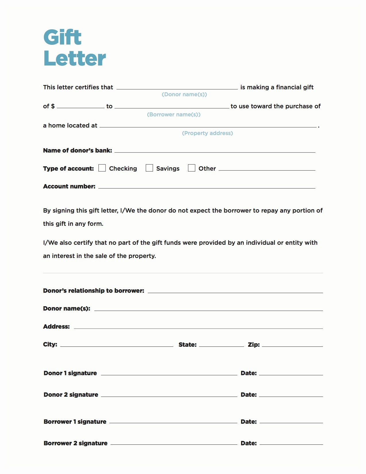 Mortgage Gift Letter Template Elegant Gift Money Can Meet Your Down Payment Needs Nerdwallet