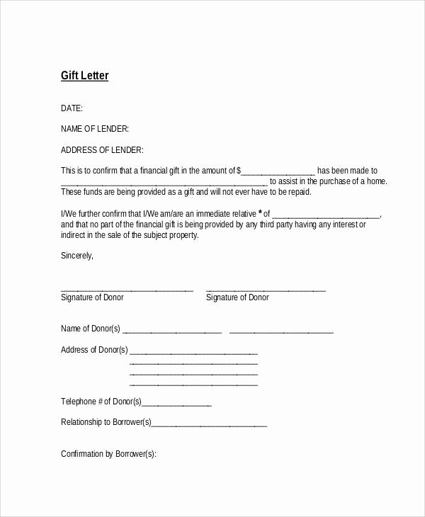 Mortgage Gift Letter Template Lovely Sample Gift Letters 45 Examples In Pdf Word