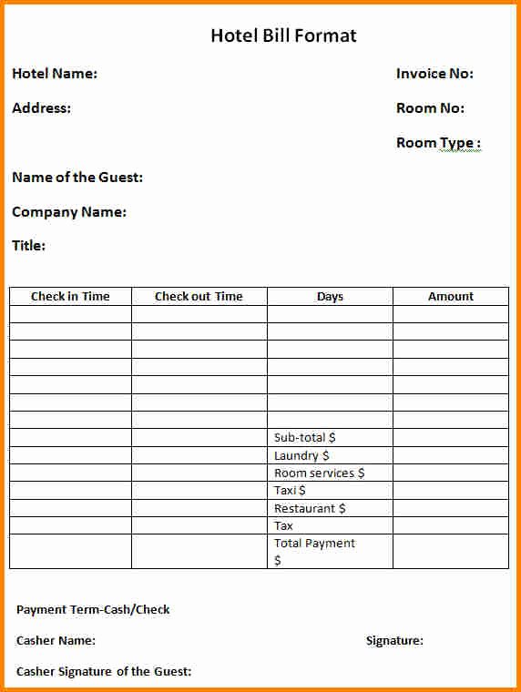 Motel 6 Receipt Template Best Of 9 Blank Hotel Bill